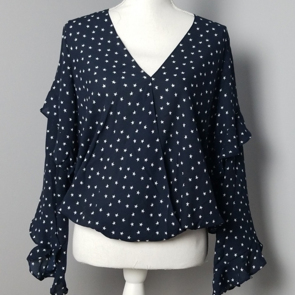 Max studio navy blue stars blouse